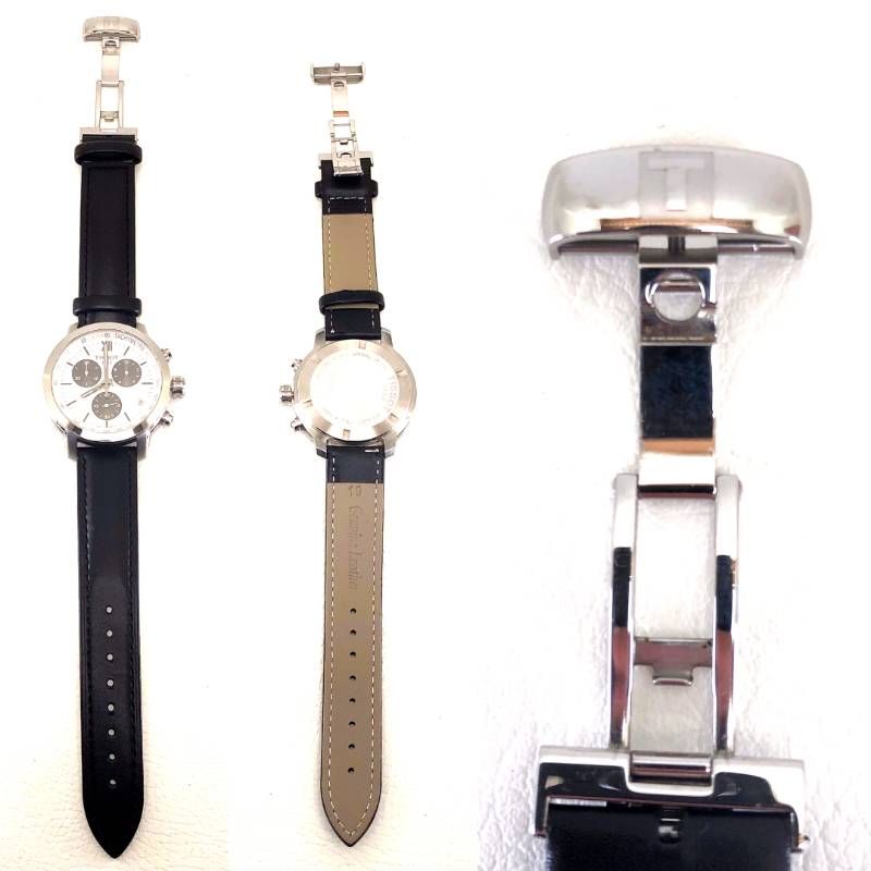 【電池・ベルト交換済】TISSOT ティソ／パンダクロノ T055417 A ES13／クォーツ／ステンレス／シルバー・ホワイト・ブラック