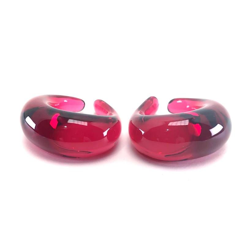 【美品】Baccarat バカラ／イヤーカフ イヤリング ／クリスタルグラス／レッド／BC620