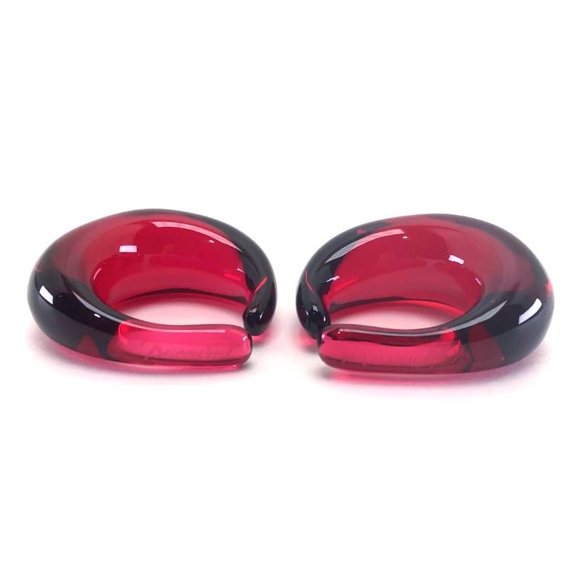 【美品】Baccarat バカラ／イヤーカフ イヤリング ／クリスタルグラス／レッド／BC620