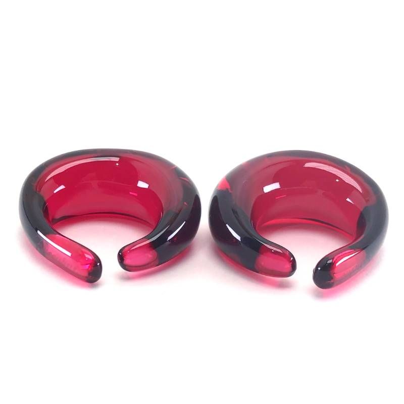 【美品】Baccarat バカラ／イヤーカフ イヤリング ／クリスタルグラス／レッド／BC620