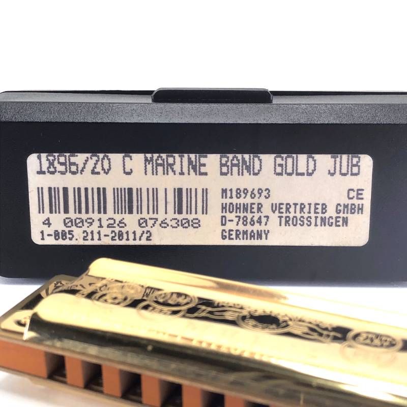【美品・ケース付き】HOHNER ホーナー／クリスタルグラス／ハーモニカ マリンバンド Marine Band 100周年記念モデル No.1896／メタル・木／ゴールド・ブラック