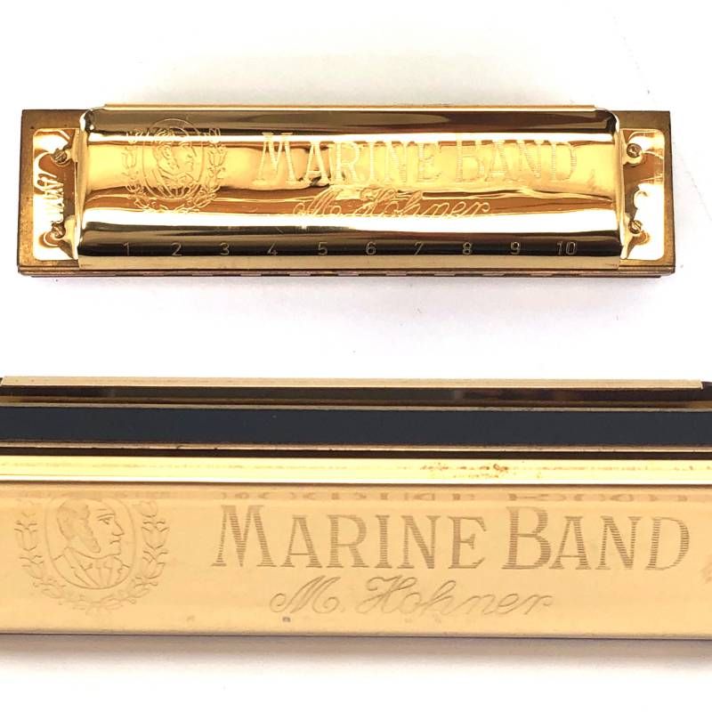 【美品・ケース付き】HOHNER ホーナー／クリスタルグラス／ハーモニカ マリンバンド Marine Band 100周年記念モデル No.1896／メタル・木／ゴールド・ブラック