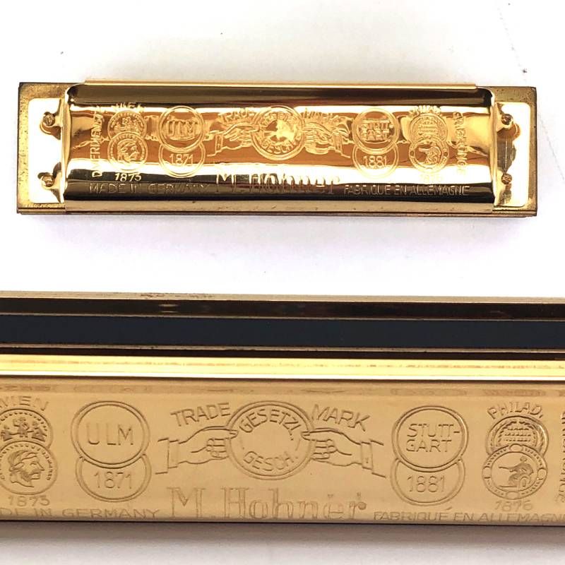 【美品・ケース付き】HOHNER ホーナー／クリスタルグラス／ハーモニカ マリンバンド Marine Band 100周年記念モデル No.1896／メタル・木／ゴールド・ブラック