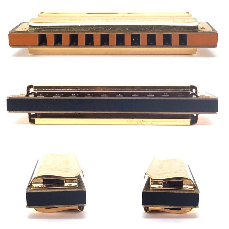 【美品・ケース付き】HOHNER ホーナー／クリスタルグラス／ハーモニカ マリンバンド Marine Band 100周年記念モデル No.1896／メタル・木／ゴールド・ブラック