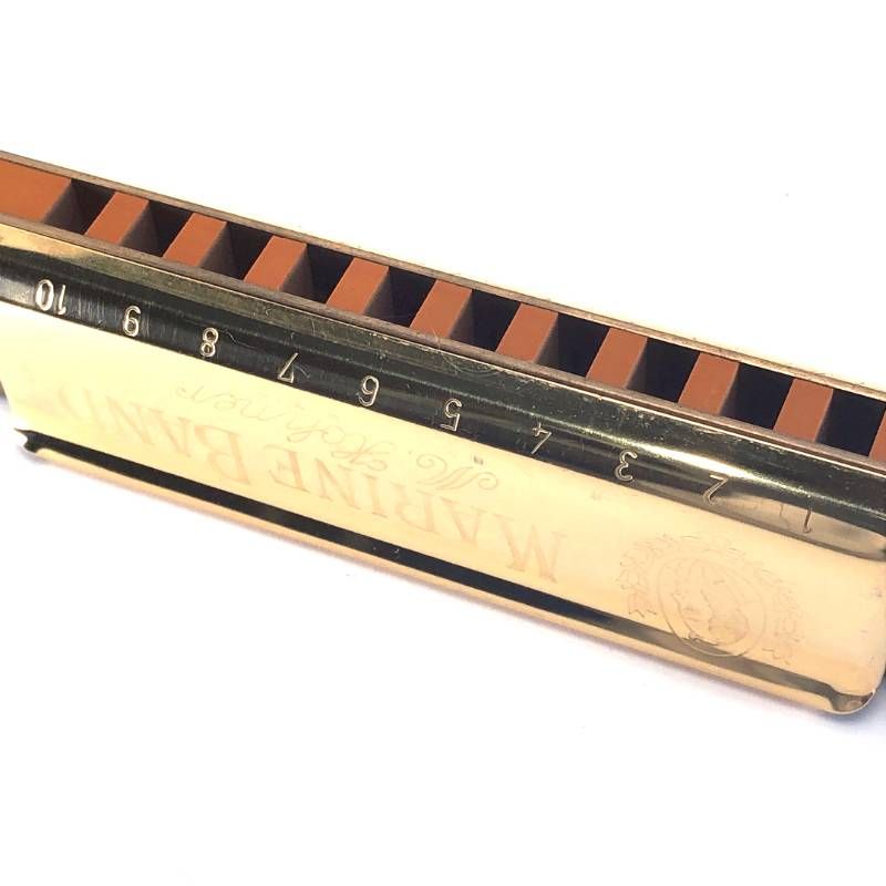 【美品・ケース付き】HOHNER ホーナー／クリスタルグラス／ハーモニカ マリンバンド Marine Band 100周年記念モデル No.1896／メタル・木／ゴールド・ブラック