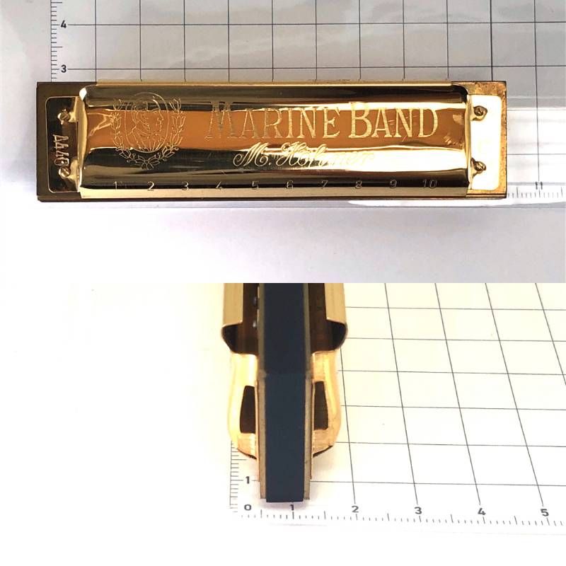【美品・ケース付き】HOHNER ホーナー／クリスタルグラス／ハーモニカ マリンバンド Marine Band 100周年記念モデル No.1896／メタル・木／ゴールド・ブラック