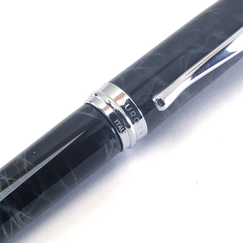 【美品・ケース付き】AURORA アウロラ／万年筆 イプシロン・ラッカー B13-CG グレイ FP F／ブラック・グレイ・シルバー