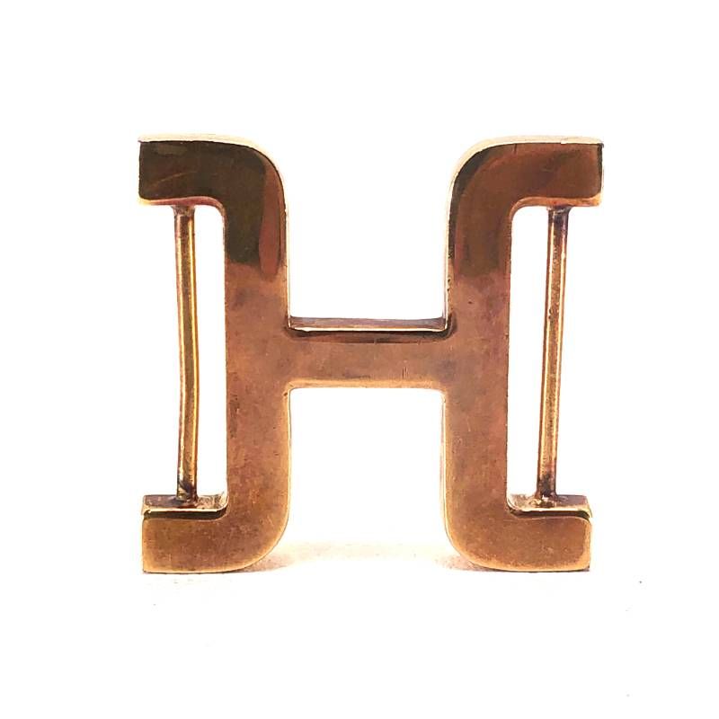 【 希少・ヴィンテージ】HERMES エルメス／Hバックル ベルト／レザー／ゴールド・ブラック