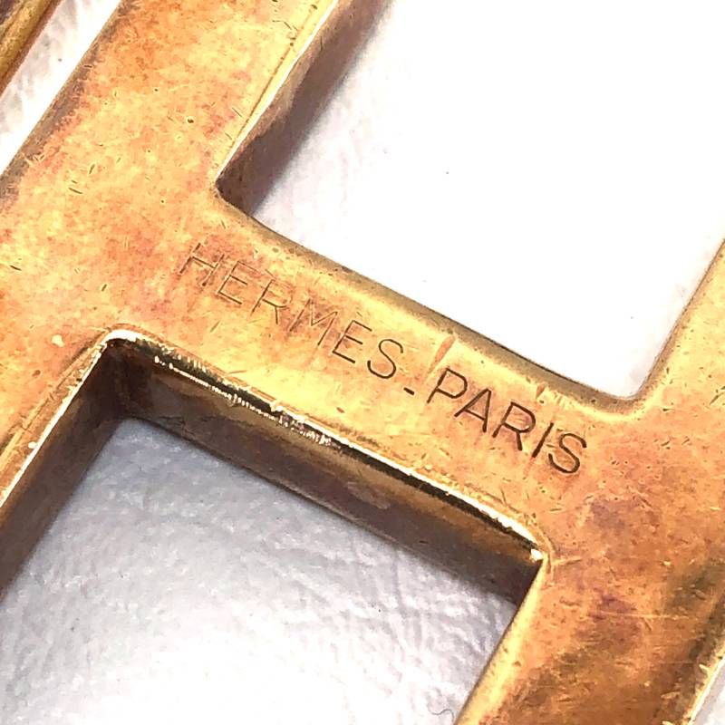 【 希少・ヴィンテージ】HERMES エルメス／Hバックル ベルト／レザー／ゴールド・ブラック
