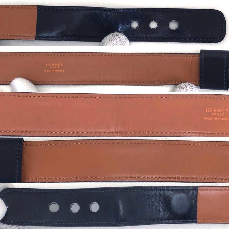 【 希少・ヴィンテージ】HERMES エルメス／Hバックル ベルト／レザー／ゴールド・ブラック