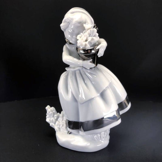 【美品・箱付き】LLADRO リヤドロ／花と少女 春が来た リ・デコ コレクション／5223／陶器／ホワイト・シルバー