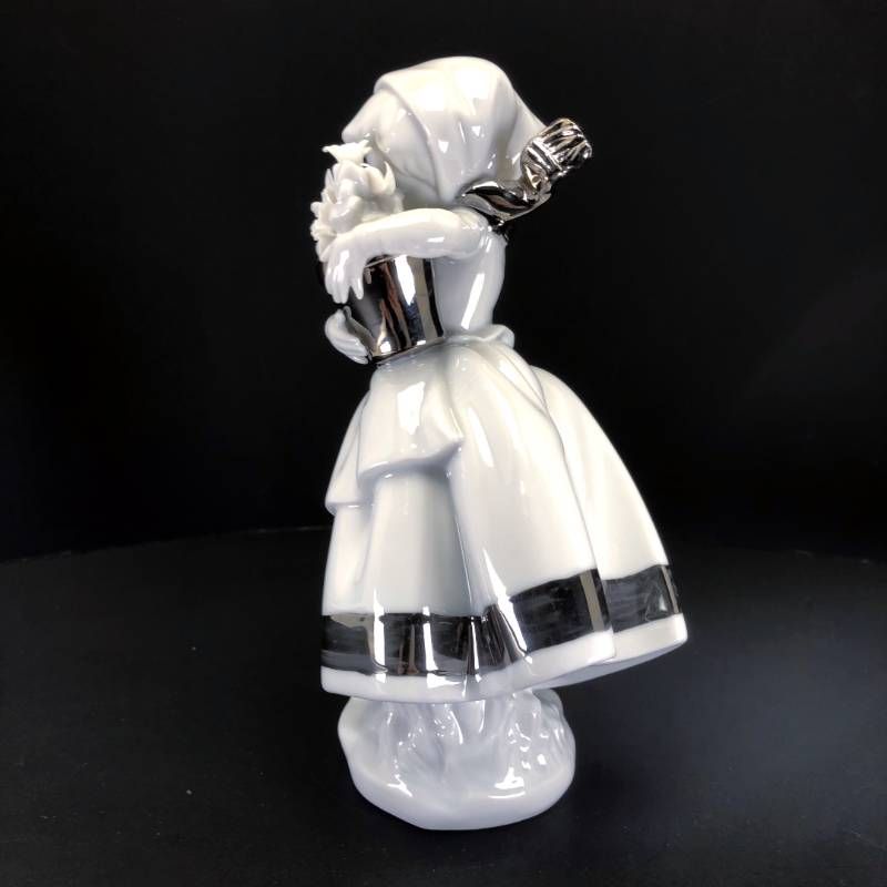 【美品・箱付き】LLADRO リヤドロ／花と少女 春が来た リ・デコ コレクション／5223／陶器／ホワイト・シルバー
