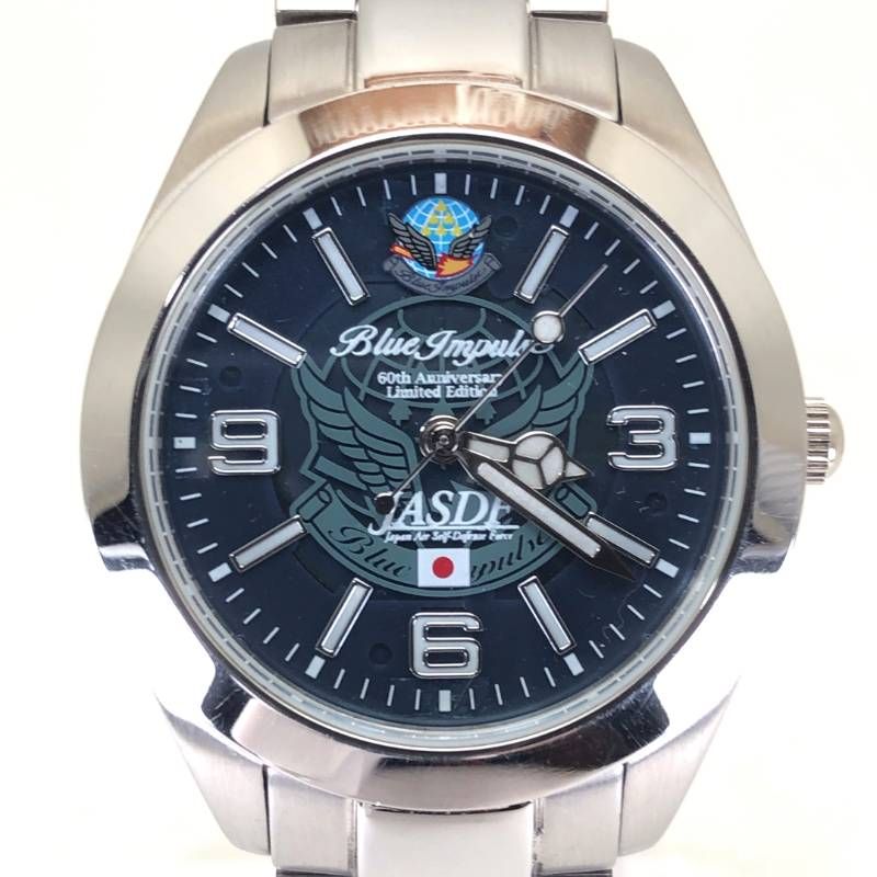 【限定・美品・交換用レザーベルト・コマ・工具付き】KENTEX ケンテックス／航空自衛隊ブルーインパルス創立60周年記念／ソーラークォーツ／ステンレス／シルバー・ブルー