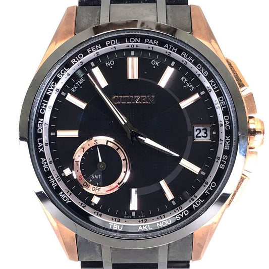 【美品】CITIZEN シチズン／アテッサ エコドライブ F150-T021603／ソーラークォーツ／チタン／ブロンズ・ブラック