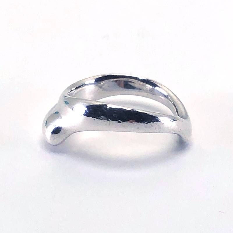 【美品・箱・保管袋付き】Tiffany ティファニー／エルサ ペレッティ カーブドハートリング／約10号／SV925／シルバー