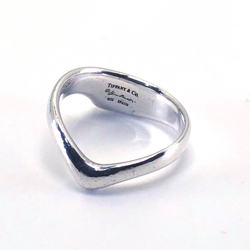 【美品・箱・保管袋付き】Tiffany ティファニー／エルサ ペレッティ カーブドハートリング／約10号／SV925／シルバー