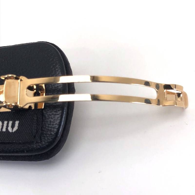 【美品・箱付き】MIU MIU ミュウミュウ／5IF092 ヘアクリップ RASO RICAMO NERO／ブラック・ゴールド