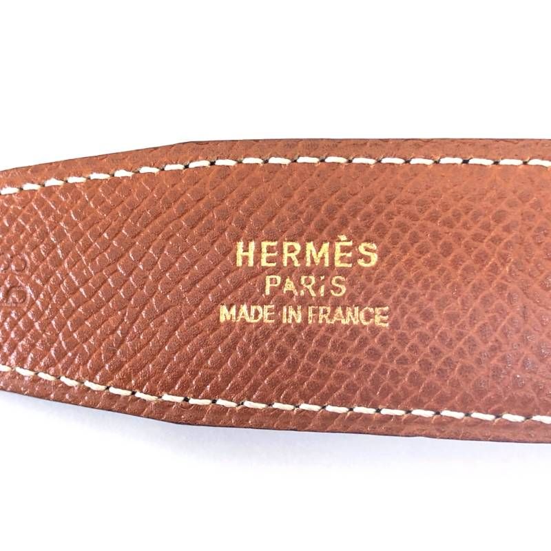 【 希少・ヴィンテージ】HERMES エルメス／シェーヌダンクル リバーシブル ベルト／レザー／ゴールド・ブラウン