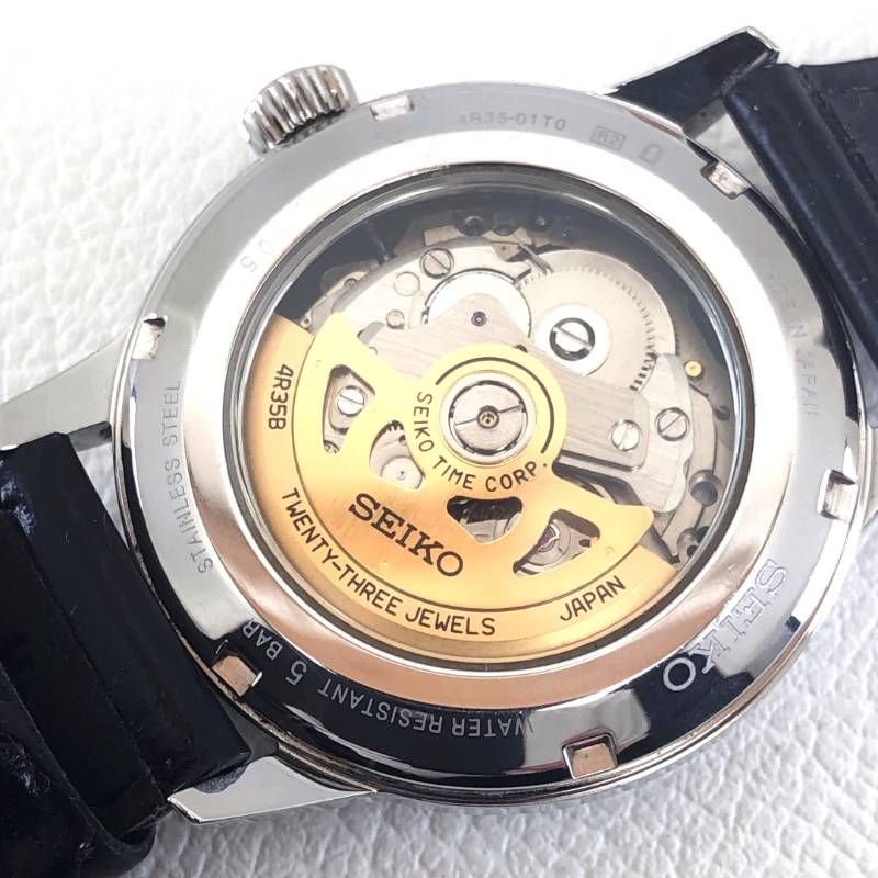 【美品】SEIKO セイコー／プレサージュ カクテルタイム 4R35-01T0／自動巻き／ステンレス／シルバー・ブラック