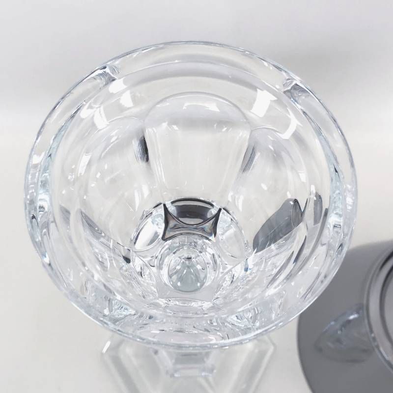 【美品】Baccarat バカラ／アワファイヤー キャンドルスタンド／グラス／クリア・シルバー／BC630