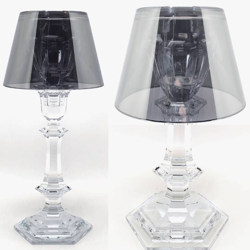 【美品】Baccarat バカラ／アワファイヤー キャンドルスタンド／グラス／クリア・シルバー／BC630