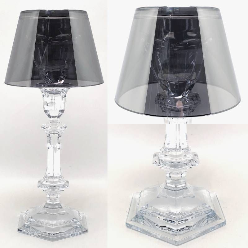 【美品】Baccarat バカラ／アワファイヤー キャンドルスタンド／グラス／クリア・シルバー／BC630