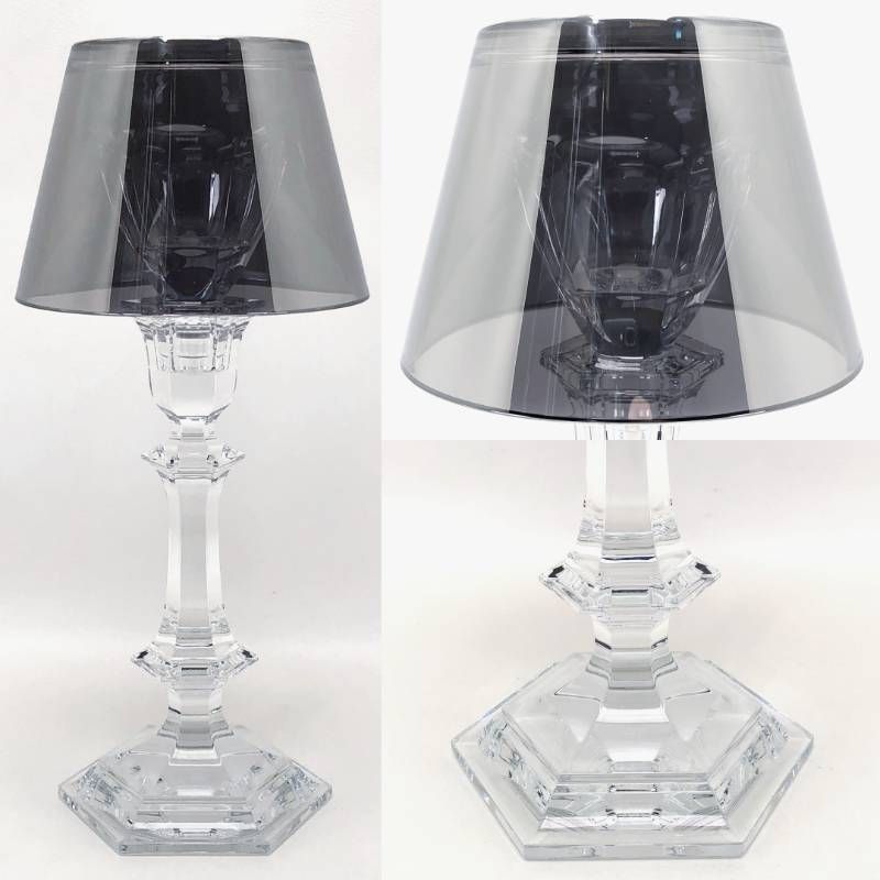 【美品】Baccarat バカラ／アワファイヤー キャンドルスタンド／グラス／クリア・シルバー／BC630