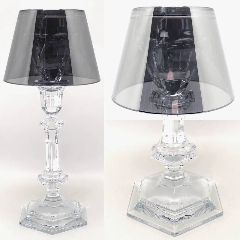 【美品】Baccarat バカラ／アワファイヤー キャンドルスタンド／グラス／クリア・シルバー／BC630