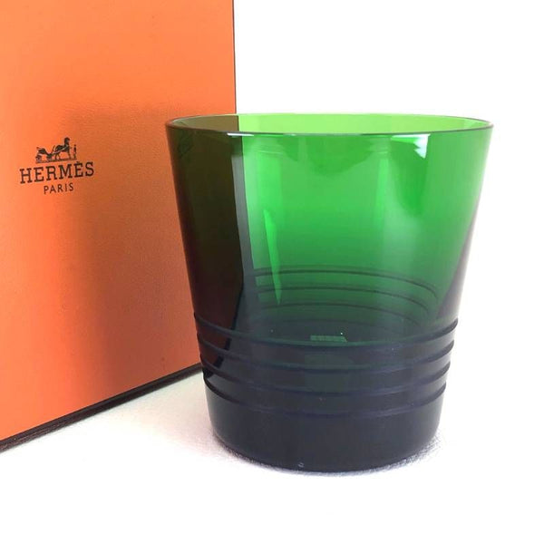 【美品・箱付き】HERMES エルメス／アトラージュ タンブラー／グラス／グリーン／M03315