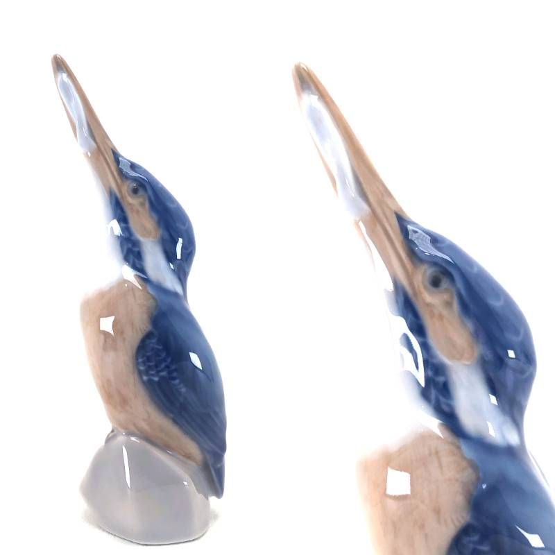 【美品】Royal Copenhagen ロイヤルコペンハーゲン／魚をくわえたカワセミ フィギュリン／陶器／マルチカラー