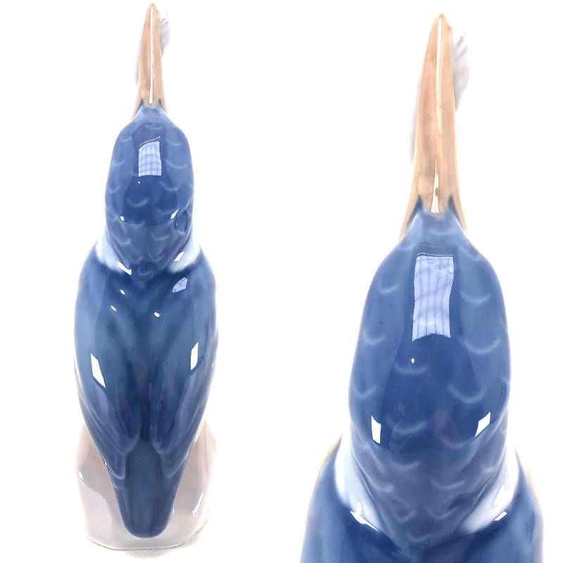 【美品】Royal Copenhagen ロイヤルコペンハーゲン／魚をくわえたカワセミ フィギュリン／陶器／マルチカラー
