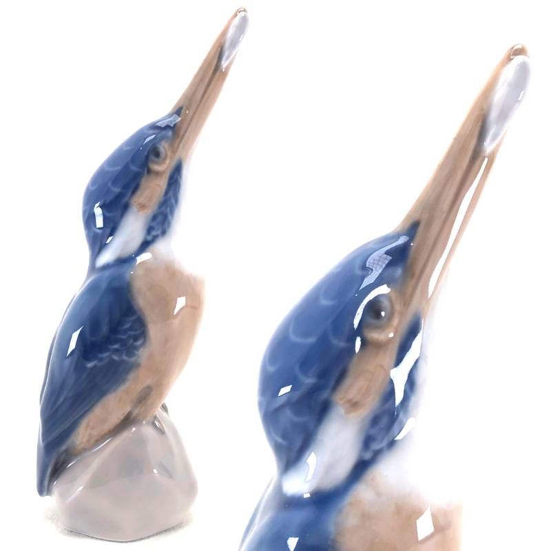 【美品】Royal Copenhagen ロイヤルコペンハーゲン／魚をくわえたカワセミ フィギュリン／陶器／マルチカラー