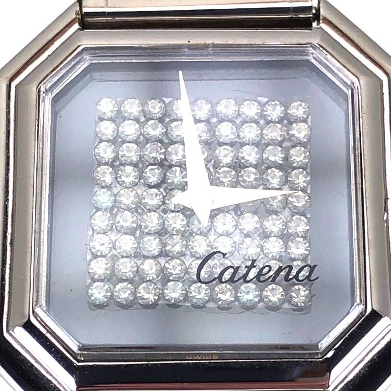 【ヴィンテージ・美品】CATENA カテナ／オクタゴナル レディース ウォッチ／手巻き／18kめっき・ステンレス／シルバー・ブラック