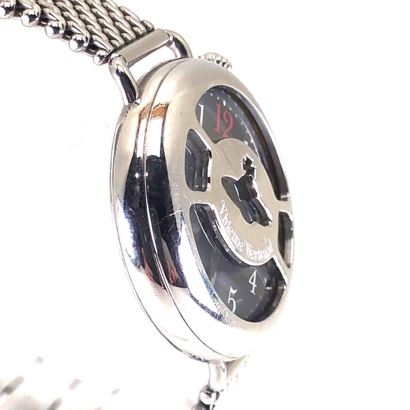 【電池交換済み】Vivienne Westwood ヴィヴィアンウエストウッド／オーブモチーフ レディース 腕時計 VW-9034／クォーツ／ステンレス／シルバー・ブラック／M03321