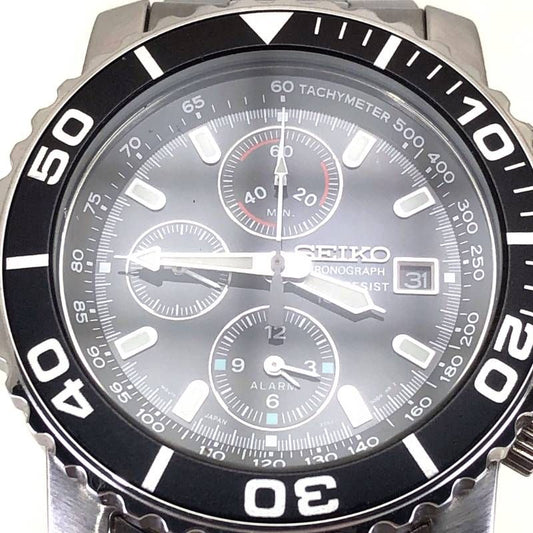 【美品・コマ付き】SEIKO セイコー／クロノグラフ ダイバーズ 7T62-0CV0／クォーツ／ステンレス／シルバー・ブラック