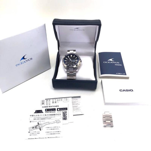 【美品・ケース・取説・コマ付】CASIO カシオ／オシアナス OCW-T3000-1AJF／ソーラークォーツ／チタン／シルバー・ブラック・ブルー