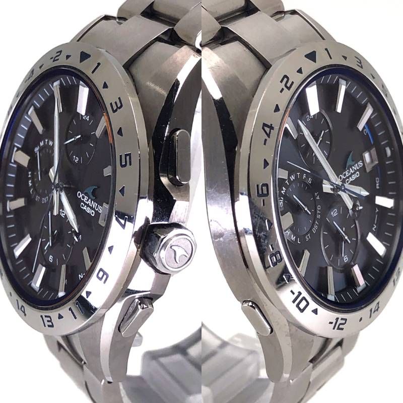 【美品・ケース・取説・コマ付】CASIO カシオ／オシアナス OCW-T3000-1AJF／ソーラークォーツ／チタン／シルバー・ブラック・ブルー