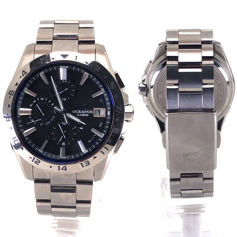 【美品・ケース・取説・コマ付】CASIO カシオ／オシアナス OCW-T3000-1AJF／ソーラークォーツ／チタン／シルバー・ブラック・ブルー