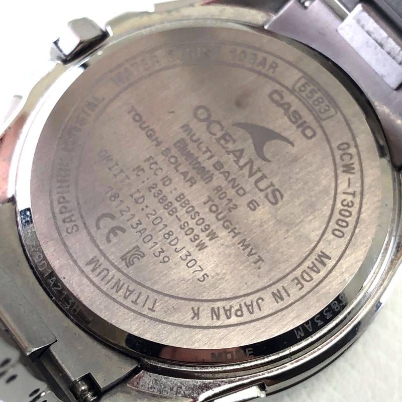 【美品・ケース・取説・コマ付】CASIO カシオ／オシアナス OCW-T3000-1AJF／ソーラークォーツ／チタン／シルバー・ブラック・ブルー