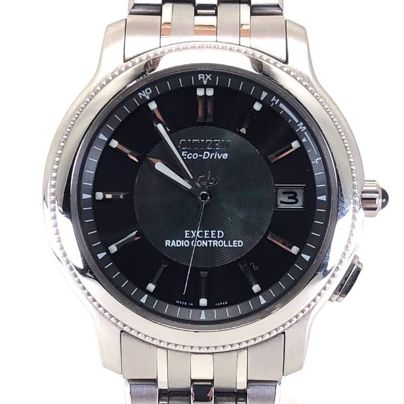【美品】CITIZEN シチズン／エコドライブ エクシード H410-T007716／ソーラークォーツ／チタン／シルバー・ブラック