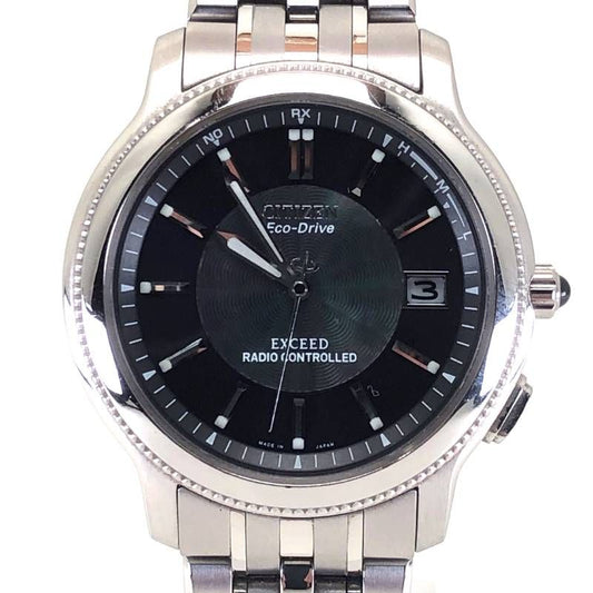 【美品】CITIZEN シチズン／エコドライブ エクシード H410-T007716／ソーラークォーツ／チタン／シルバー・ブラック