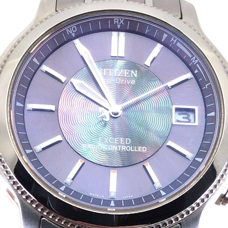 【美品】CITIZEN シチズン／エコドライブ エクシード H410-T007716／ソーラークォーツ／チタン／シルバー・ブラック