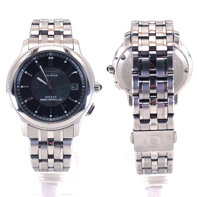 【美品】CITIZEN シチズン／エコドライブ エクシード H410-T007716／ソーラークォーツ／チタン／シルバー・ブラック