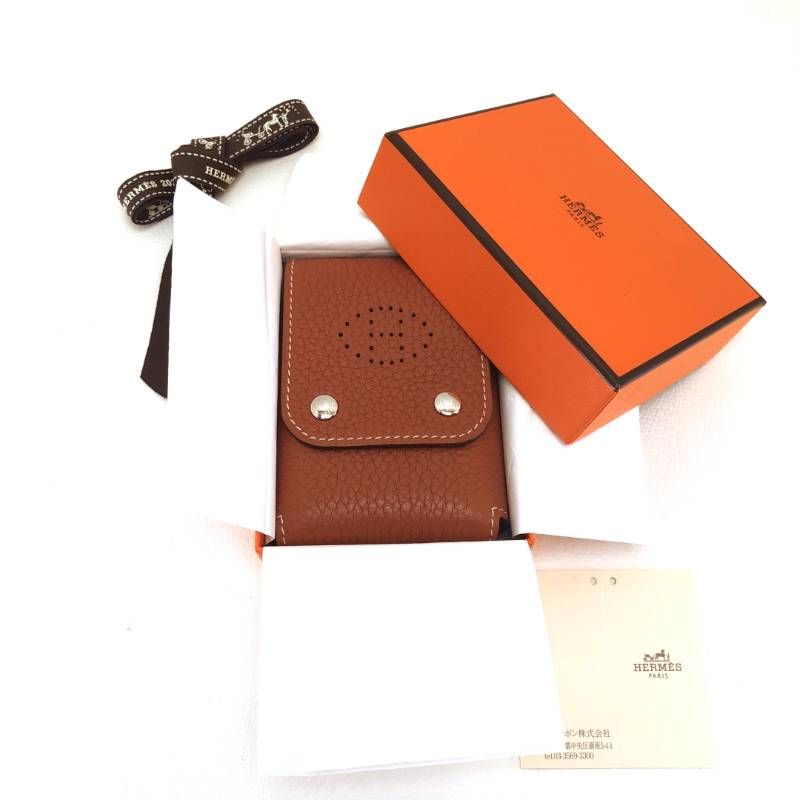 【 希少・美品】HERMES エルメス／エヴリン レザー トランプケース トランプ付／レザー／ブラウン
