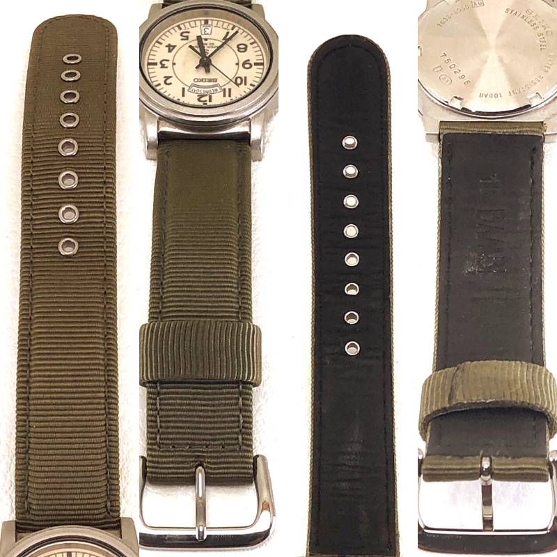 SEIKO セイコー／SUS 7N33-6050／クォーツ／ステンレス・キャンバス／シルバー・クリーム・カーキ