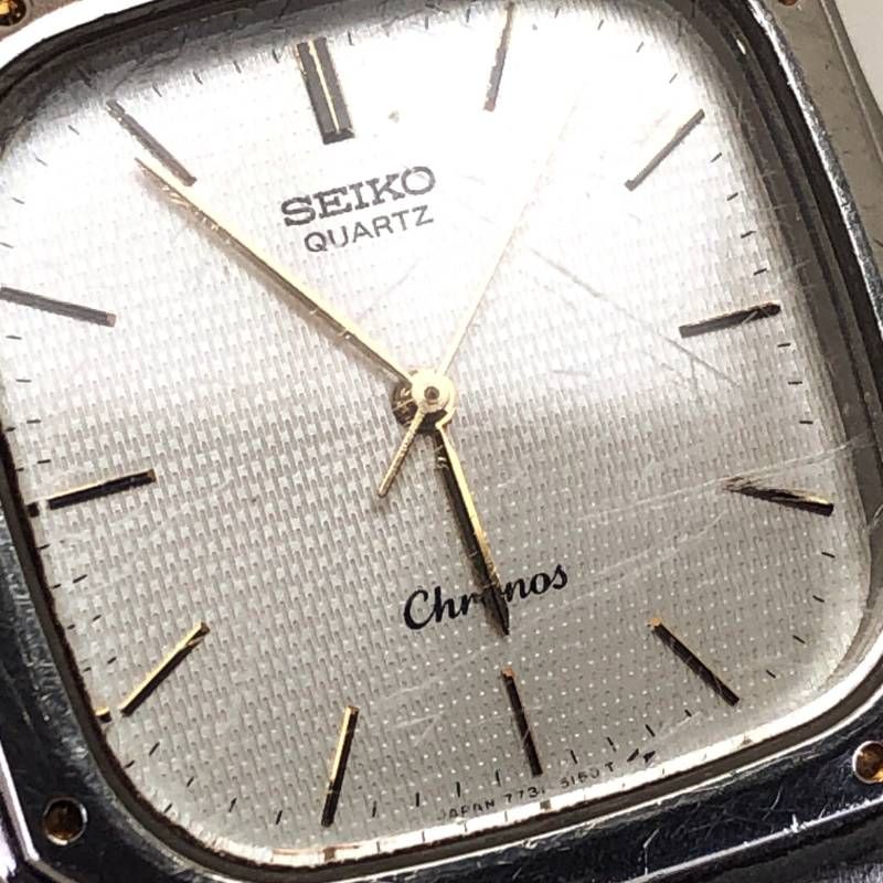 【訳あり・売り切り・電池交換済み】SEIKO セイコー／クロノス 7731-5130／クォーツ／ステンレス／シルバー・ホワイト