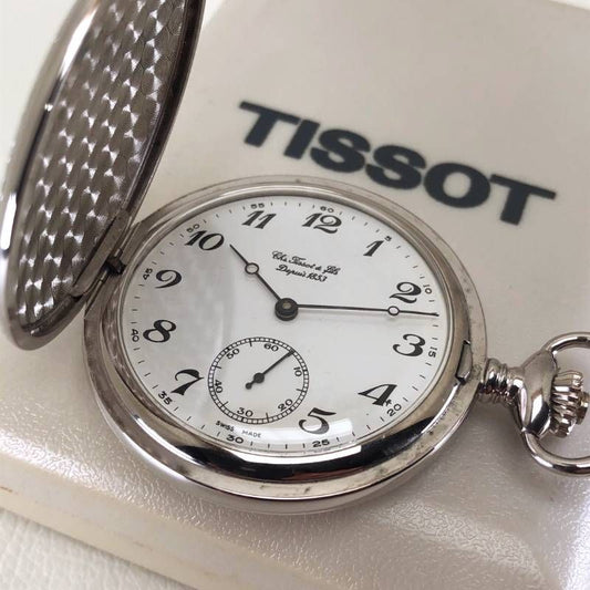 【ヴィンテージ・希少・美品】TISSOT ティソ／懐中時計／手巻き／ステンレス／シルバー・ホワイト