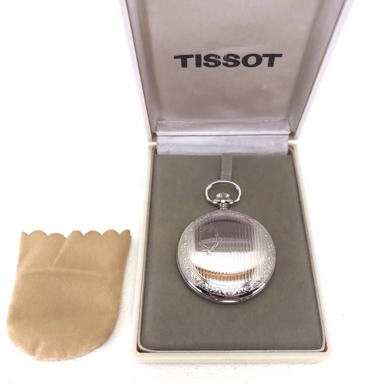 【ヴィンテージ・希少・美品】TISSOT ティソ／懐中時計／手巻き／ステンレス／シルバー・ホワイト