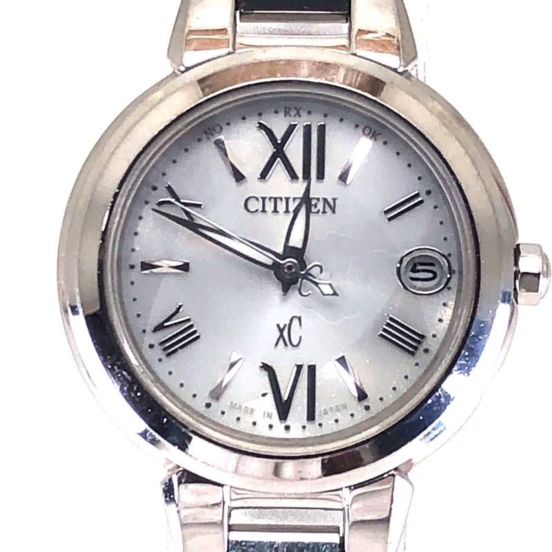 【美品】CITIZEN シチズン／XC クロスシー エコドライブ レディース H058-T016545／ソーラークォーツ／ステンレス／シルバー・ホワイト