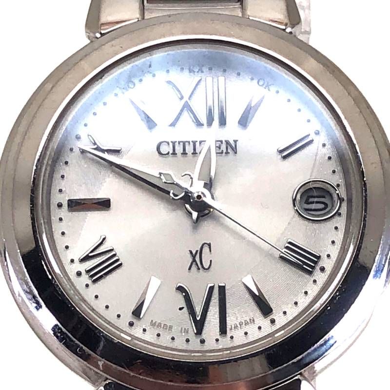 【美品】CITIZEN シチズン／XC クロスシー エコドライブ レディース H058-T016545／ソーラークォーツ／ステンレス／シルバー・ホワイト